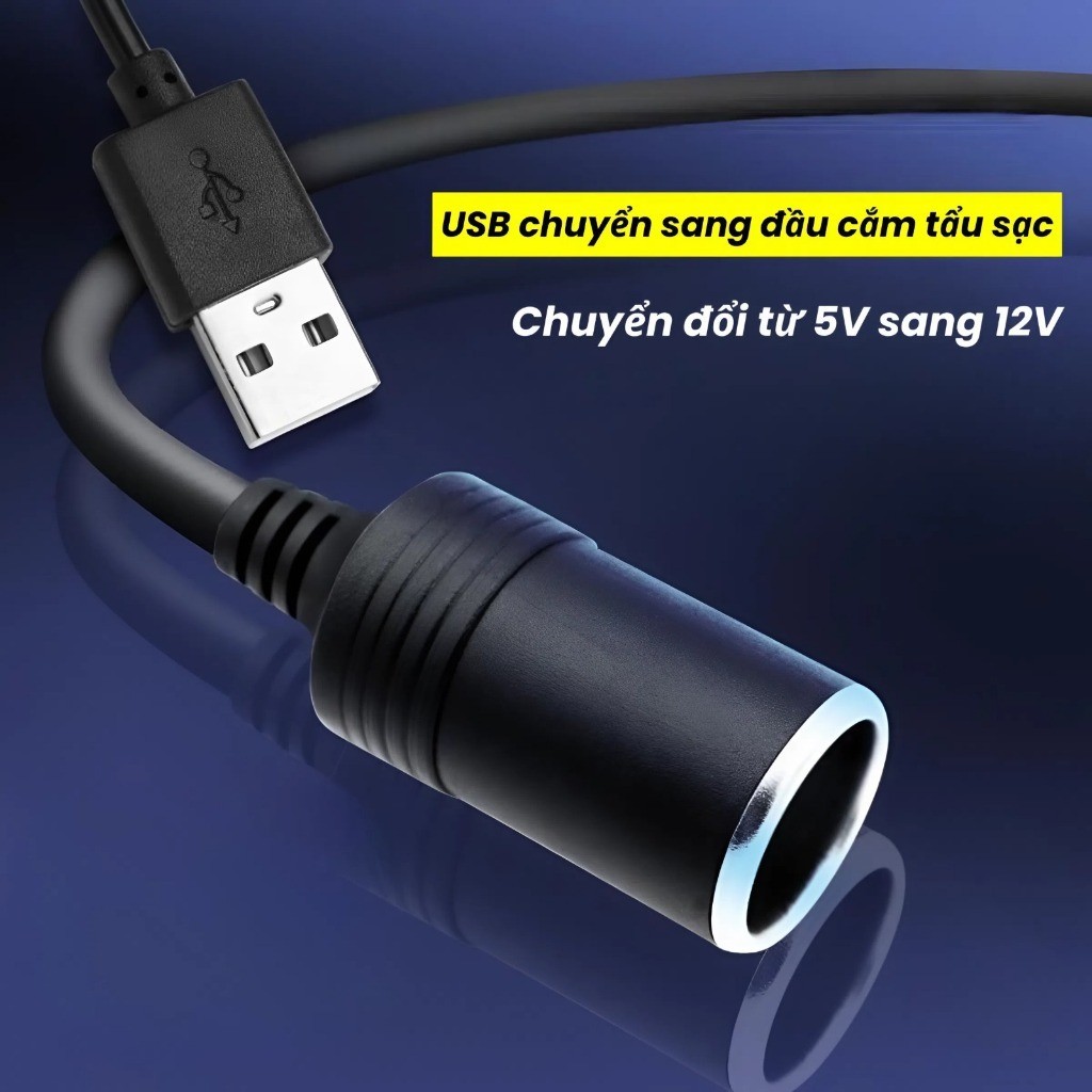 【48h】Bộ chuyển đổi tẩu sạc ô tô từ nguồn USB 5V lên 12V, thiết kế nhỏ gọn, dễ dàng kết nối và sử dụng trên mọi xe.