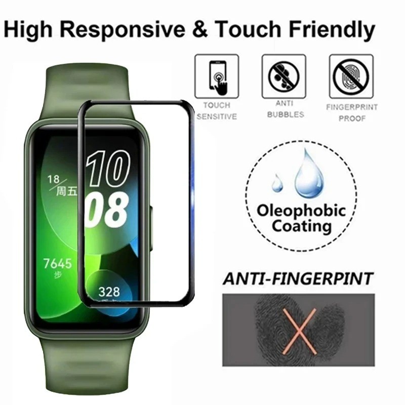 1-3 Chiếc Bảo Vệ Màn Hình Cho Huawei Band 11 10 9 8 7 Pro HD Trong Suốt Kính Cường Lực Cho Huawei Band 6 4 3 Pro Cong Đen Cạnh Kính Phim