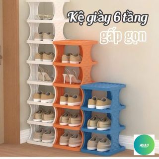Kệ Giày 6 Tầng Gấp Gọn Tiện Lợi, Kệ Dép Nhựa Đa Năng Tiết Kiệm Diện Tích - Kho Sỉ Gia Dụng Alulu