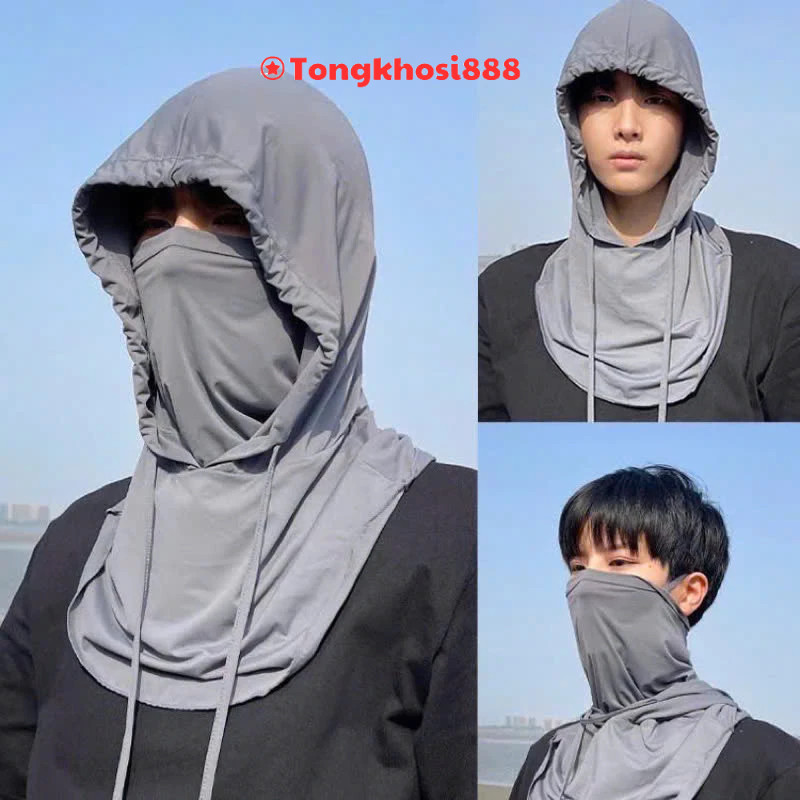 Mũ chống nắng kèm khẩu trang vải thun lạnh mát cho mùa Hè, mũ ninja che kín mặt chống tia UV MN2