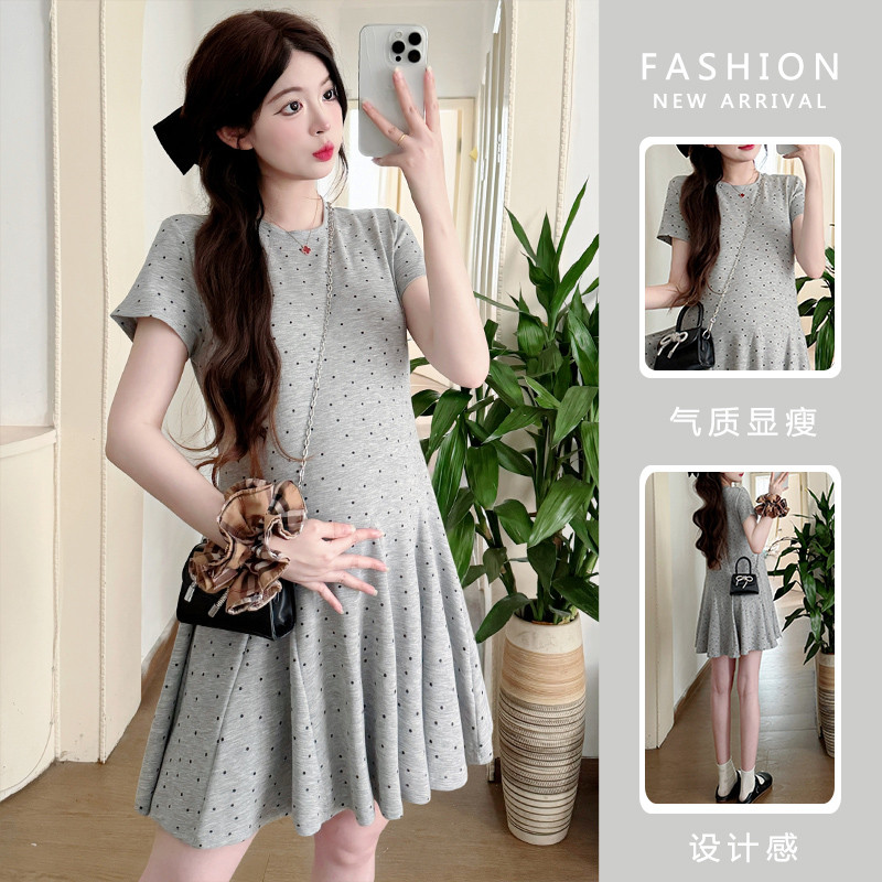 Trang phục bà bầu mùa hè Thời trang mỏng hơn Váy chấm bi