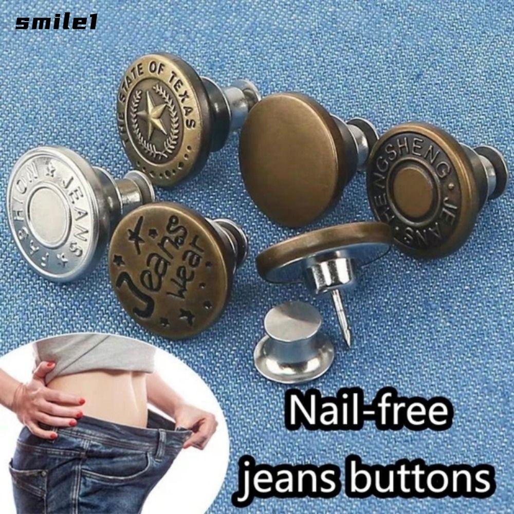 SMILE 10 Cái / gói Nút Quần Jean, Có Tua Vít Phụ Kiện May Nút Mở Rộng Eo, Quần Quần Áo Có Thể Tháo Rời Không Móng Tay 17 Mm Khóa Eo Quần Jean