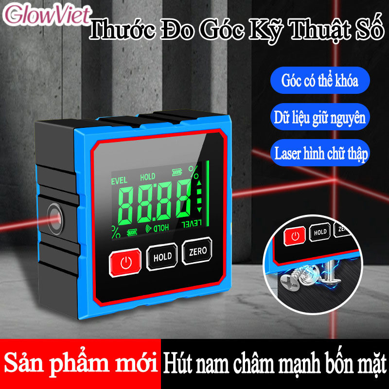 Máy Đo Góc Nghiêng Laser Kỹ Thuật Số-Laser chữ thập,Có Nam Châm Gắn Kim Loại,Màn Hình LCD Sắc Nét,Phiên bản nâng cấp