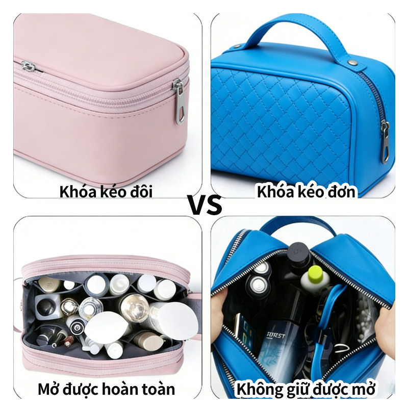 Túi Đựng Mỹ Phẩm Du Lịch - Sức Chứa Lớn, Nhiều Ngăn, Chống Nước, Đựng Đồ Vệ Sinh Cá Nhân Tiện Dụng
