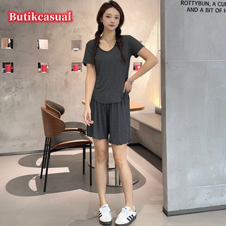 Phụ Nữ Modal Áo Quần Short Bộ plus Kích Thước Túi Ngắn Tay Áo Cao Cấp Quần Short Mùa Hè Rời Nhà Phù Hợp Với M 6XL