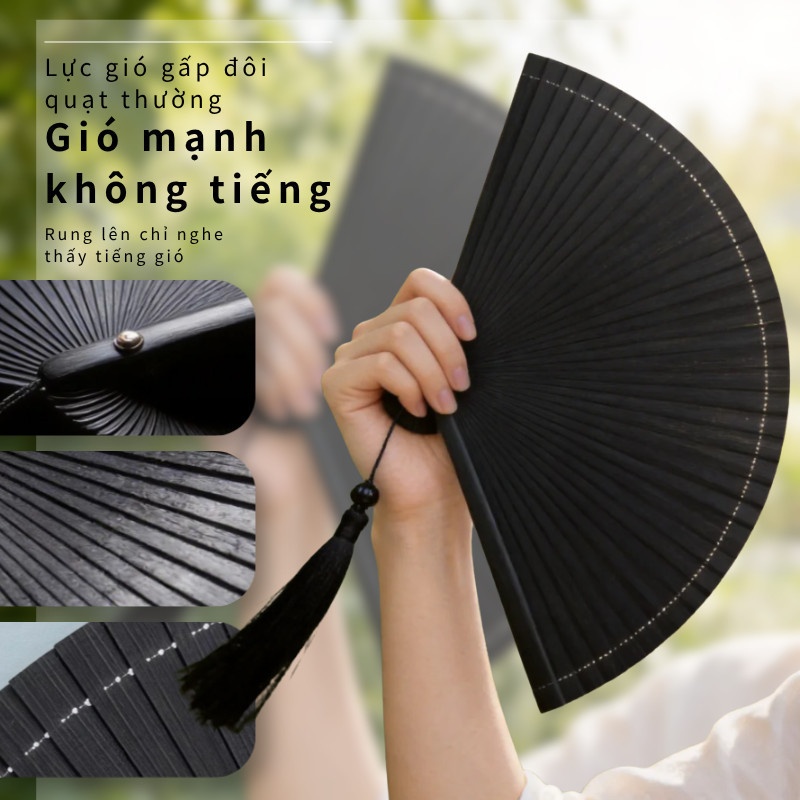 Quạt Tre Cầm Tay - Thiết Kế Gấp Gọn, Tua Rua Trang Trí, Lý Tưởng Làm Đạo Cụ Ảnh, Phụ Kiện Thời Trang & Quà Tặng Độc Đáo