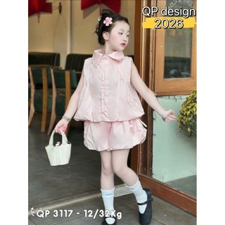 10-30kg (hàng đẹp) Set áo sơ mi bồng quần bí vàng hồng QP