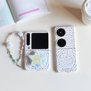 Ốp điện thoại gấp cho Huawei Pura X Boyang Thiết kế đầy màu sắc Ngôi sao vỡ Giá đỡ từ tính Vòng tay Vỏ điện thoại tpu cứng