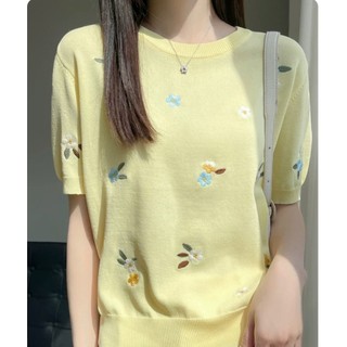 Áo Thun Nữ Tay Ngắn Mỏng Như Silk Đá Quý, Cổ Tròn, Phù Hợp Mùa Hè