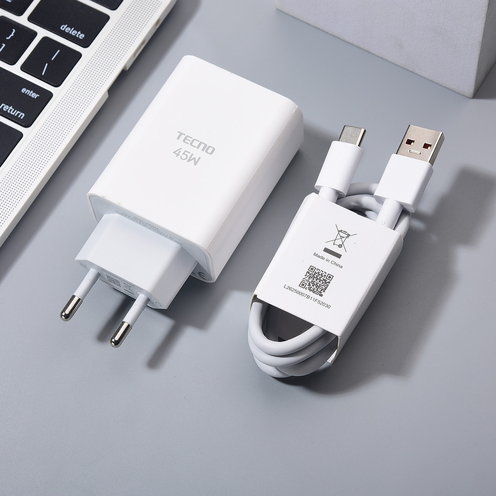 Bộ sạc Tecno 45W Bộ chuyển đổi nguồn sạc siêu nhanh Cáp USB C cho Tecno Camon 40 30 20 30S Spark 30 20 Pro Phantom V Flip Pop7