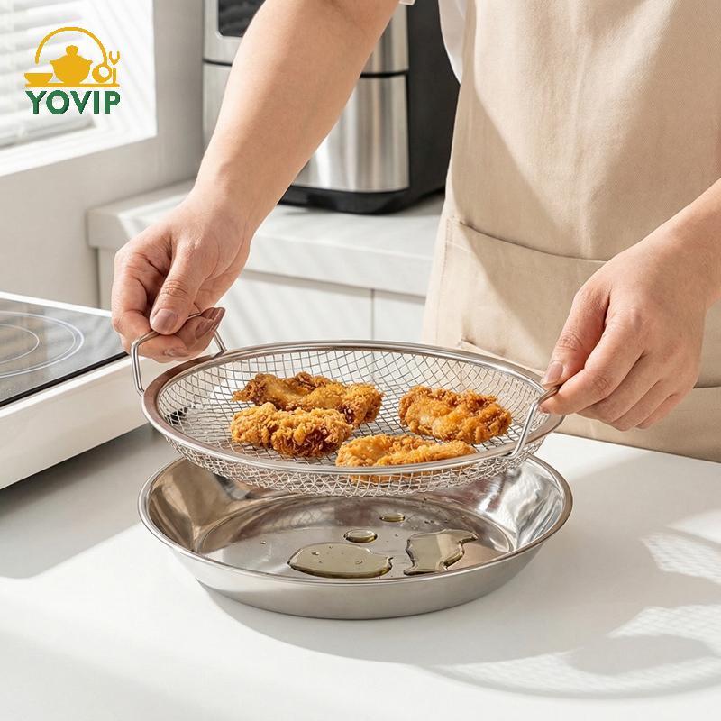 YOVIP Bếp Lưới Lọc Dầu Khay Inox Chảo Chiên Để Nấu Ăn An Toàn Thoát Nước Và Lọc VN