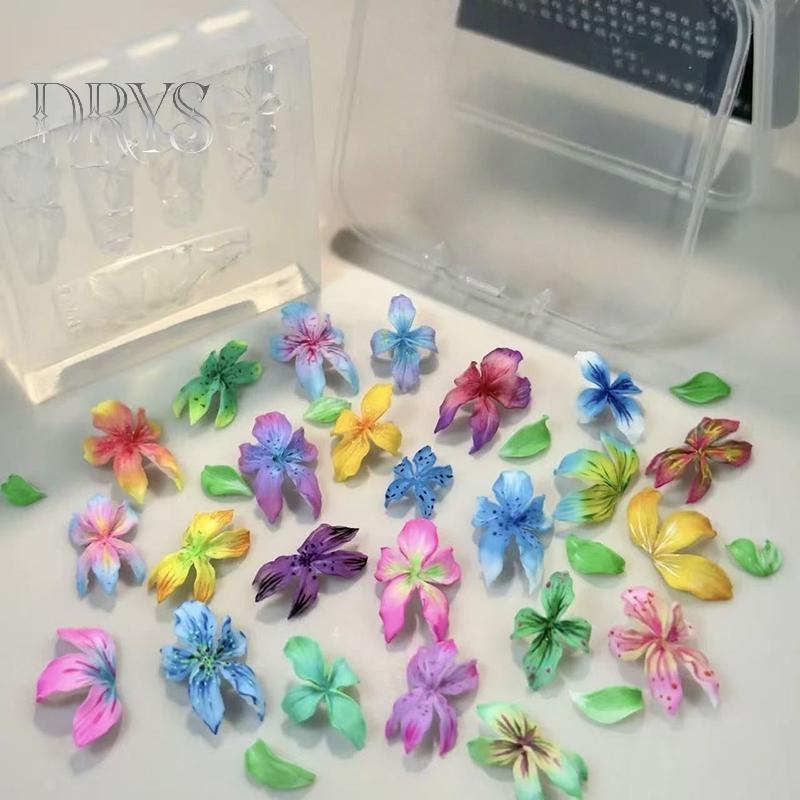 Khuôn silicone 3D làm móng DIY thiết kế hoa hibiscus cánh hoa, dụng cụ khắc mẫu nghệ thuật móng tay