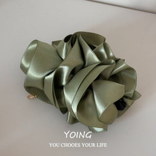 Kẹp Tóc Satin Vàng Nhãn Phong Cách Hàn Quốc, Hoa Chuối Ba Chiều, Thích Hợp Thời Trang Cao Cấp