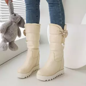 Giày bốt phong cách công chúa ngọt ngào V Mouth
