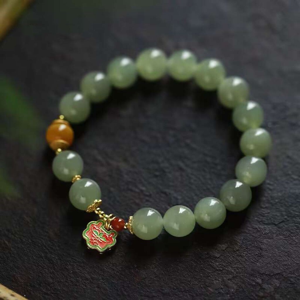 Vòng tay pha lê xanh cổ mới với mặt dây chuyền hoa giàu có bùng nổ và vòng tay pha lê