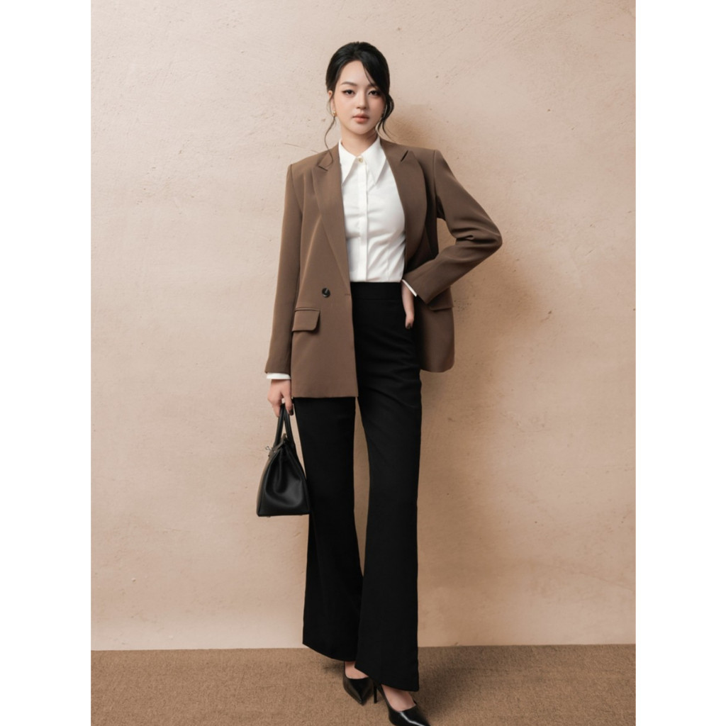 Blazer ELLA DORA dáng suông 2 cúc cổ ve tối giản thiết kế thanh lịch phong cách hiện đại [V24]