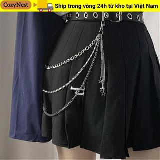 Dây thắt lưng ngôi sao COZYNEST, Dây chuyền quần tua rua nhiều lớp Hip Hop, Dây chuyền chìa khóa nhiều lớp theo phong cách Gothic Y2K dành cho nữ