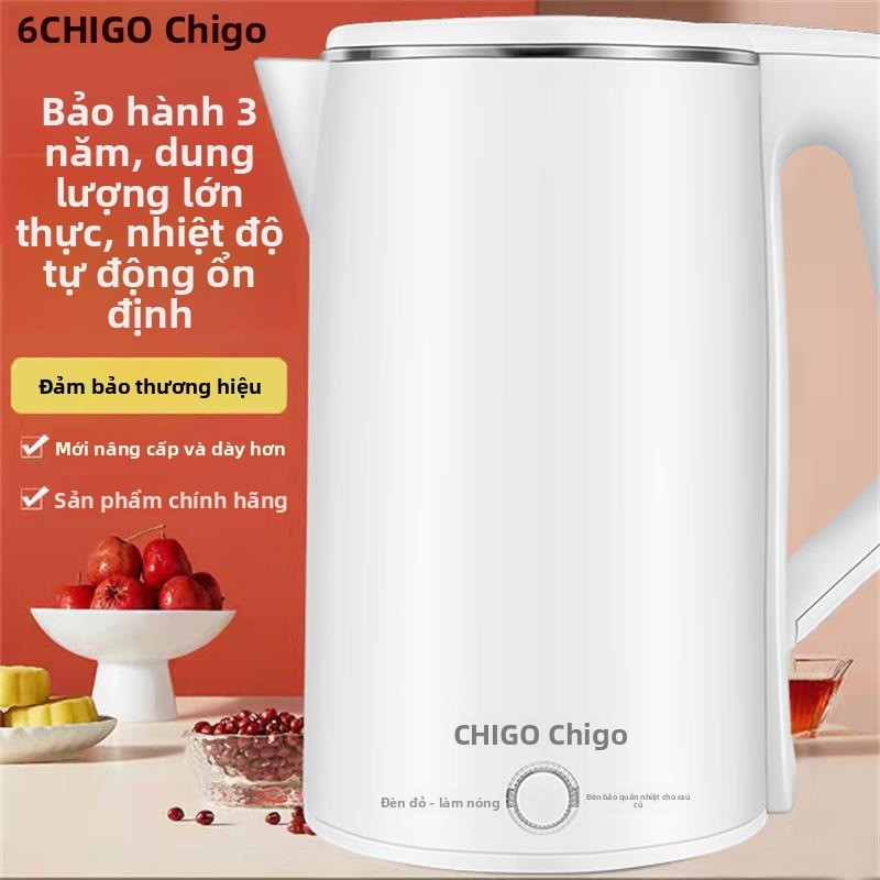 Ấm đun nước điện giữ nhiệt Zhigao Ấm đun nước chống bỏng hai lớp gia đình Tắt nguồn tự động