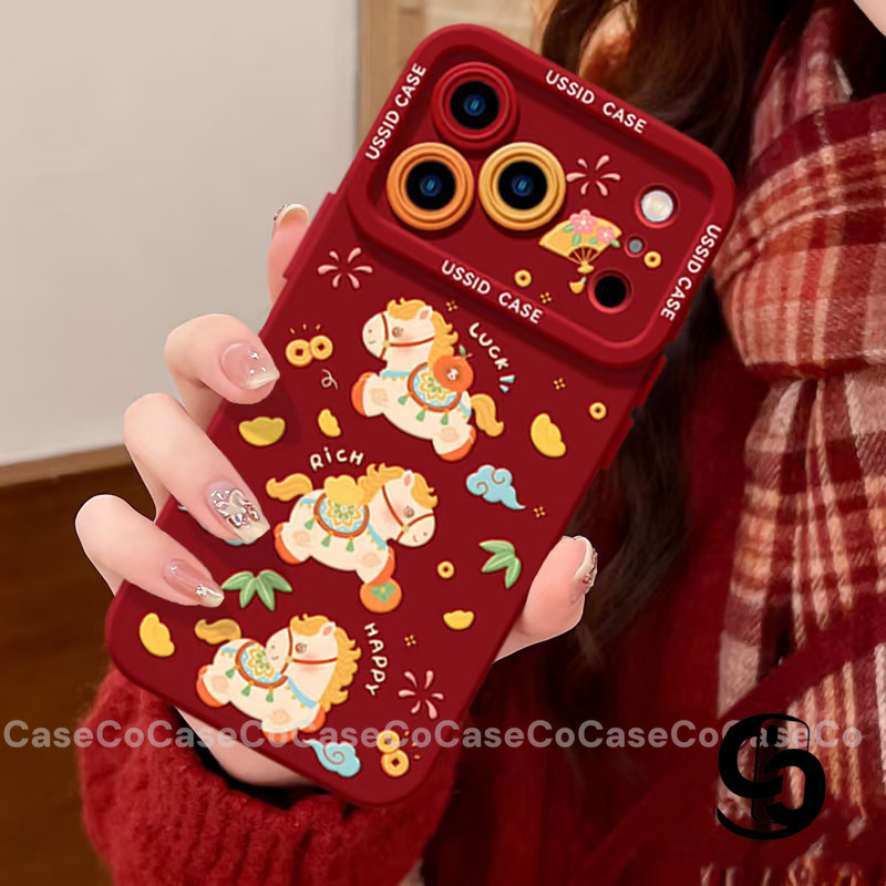 Ốp Lưng Cho Realme C67 C75 C65 C63 C55 C51 C35 C15 C25 Note 50 C33 C21 C12 C11 C30 Vỏ vòng tay ngựa làm giàu năm mới