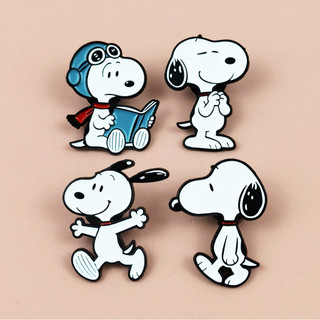 4 Cái / bộ Dễ Thương Snoopy Puppy Trâm Động Vật Kim Loại Huy Hiệu Trẻ Em Túi Trang Trí Pin