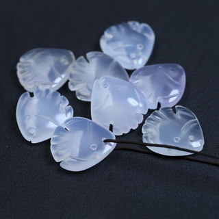 ((Giá 2 miếng) Mặt dây chuyền chalcedony mã não lychee frozen trắng tự nhiên, khoảng 19x21mm