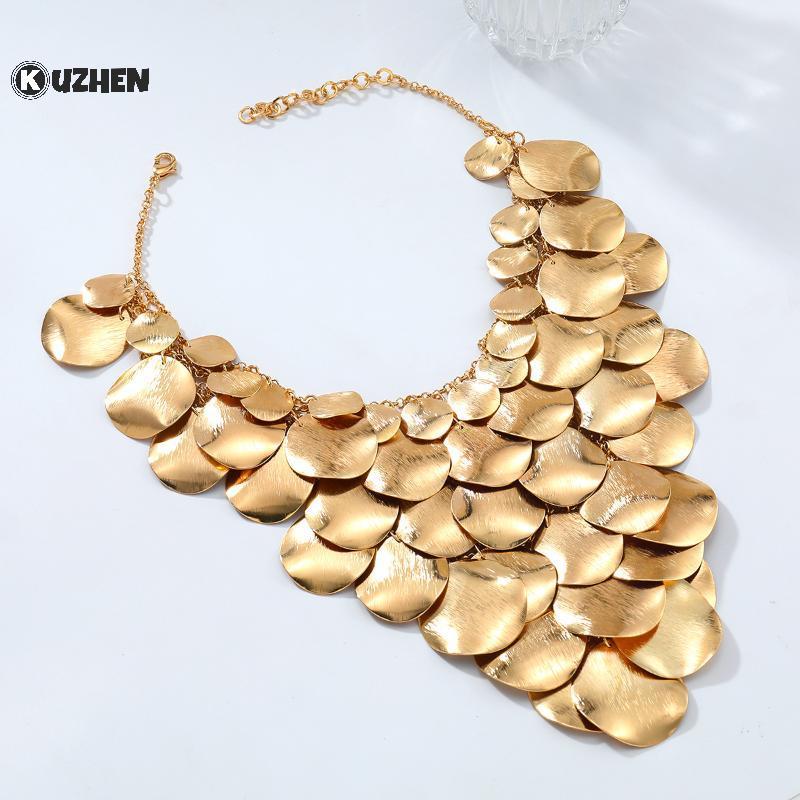 Vòng cổ kim loại bohemian với thiết kế thác nước phóng đại - Phụ kiện thời trang cho nữ HOT