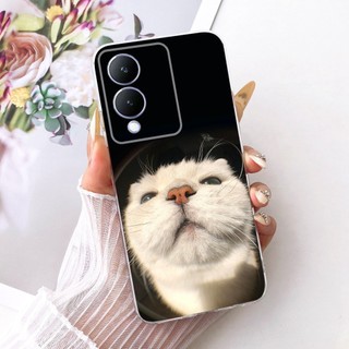 Dành Cho Vivo Y17s V2310 Mới Thanh Lịch Họa Tiết Mèo Họa Tiết Vỏ Vivo Y17S Y 17S 4G Silicon Mềm TPU Vỏ Điện Thoại