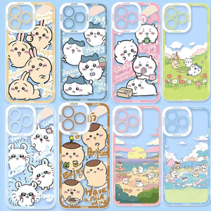 Phim Hoạt Hình Chiikawa Usagi Hachiware Vỏ Điện Thoại Di Động Cho Iphone 11 12 13 14 15 16 Pro Max XR XS Max Bao Trong Suốt Đôi Mắt Thiên Thần TPU Silicone Camera Bảo Vệ Trong Suốt