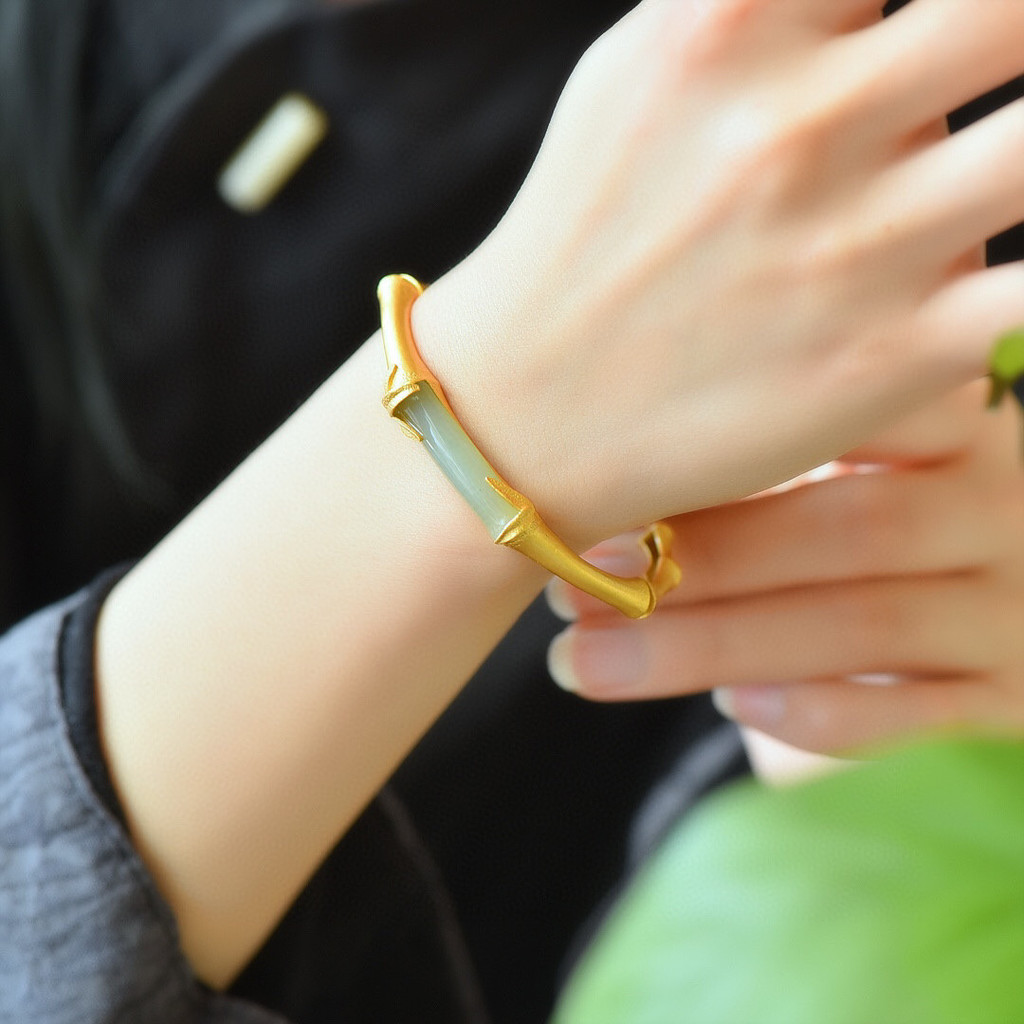 Vòng tay ngọc bích Hetian tự nhiên bằng bạc S925