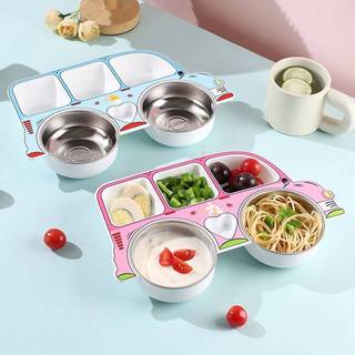 Thép không gỉ 304 Đĩa Ăn Trẻ Em Hộ Gia Đình Cho Bé Hoạt Hình Xe Bộ Đồ Ăn Bộ Trẻ Em Hoạt Hình Ngăn Đĩa Ăn