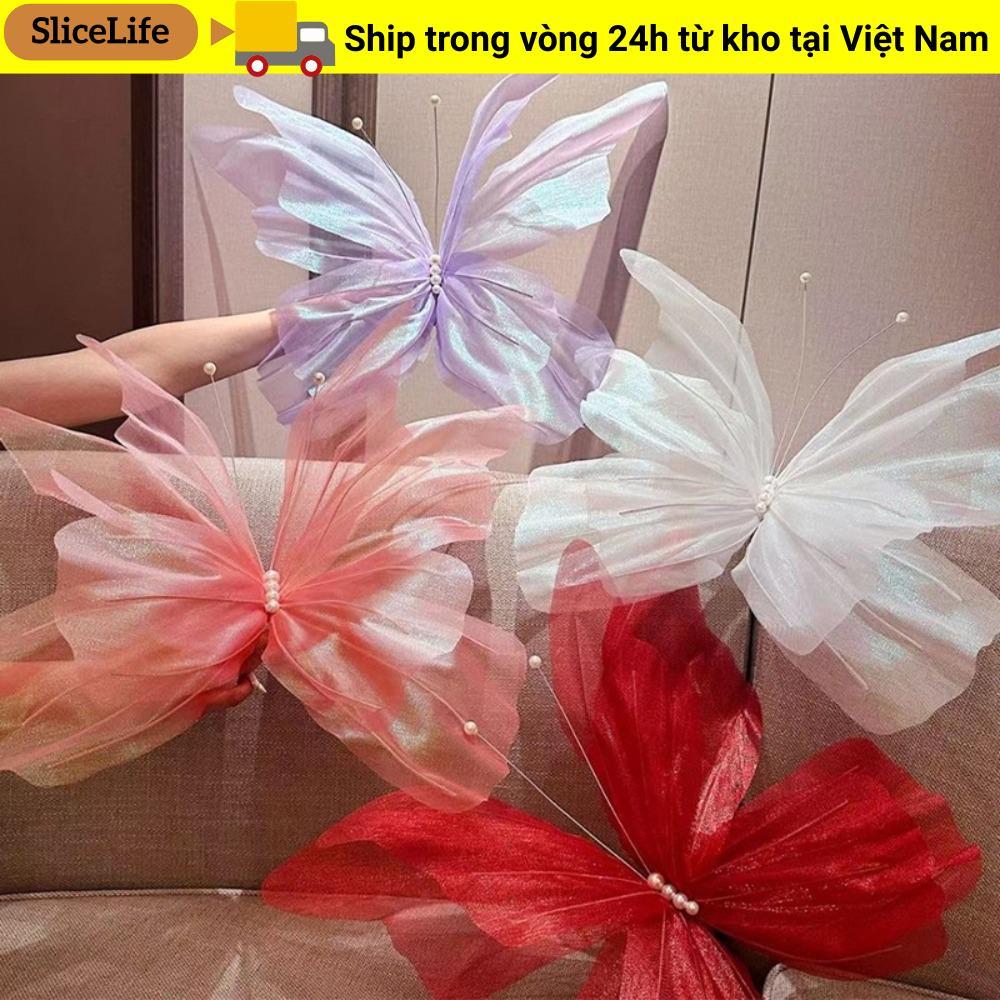 SLICELLIFE Hoa Bướm Nhân Tạo, Bướm Lớn Lụa 50cm, Hoa Nhân Tạo Nền Nhiều Màu Sắc Hoa Giả Đạo Cụ Chụp Ảnh Sân Vườn