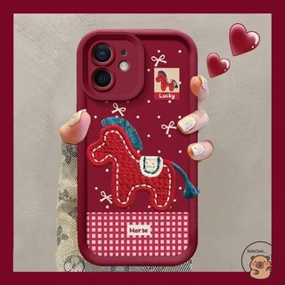 Dành Cho Tecno Camon 30 20 Pro Pova 7 6 Neo 5 Pro 4G Itel A80 A70 Ốp Điện Thoại 2026 3D Stereo Sang Trọng Thêu Ngựa Đỏ Năm Mới Hoạt Hình Dễ Thương Chống Rơi Vỏ Mềm Chống Sốc