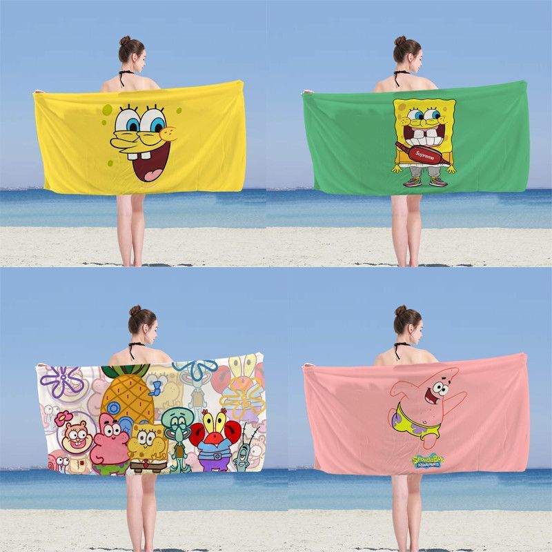 Khăn tắm hoạt hình SpongeBob SquarePants cỡ lớn, dùng ngoài trời, đi biển và gia đình