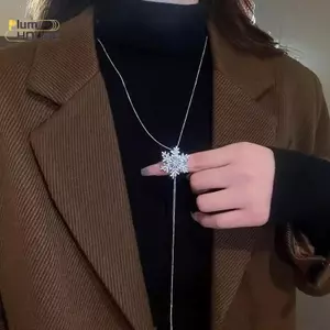 Dây Chuyền Bông Tuyết Giả Kim Cương Điều Chỉnh, Phụ Kiện Thời Trang Cho Áo Len Nữ