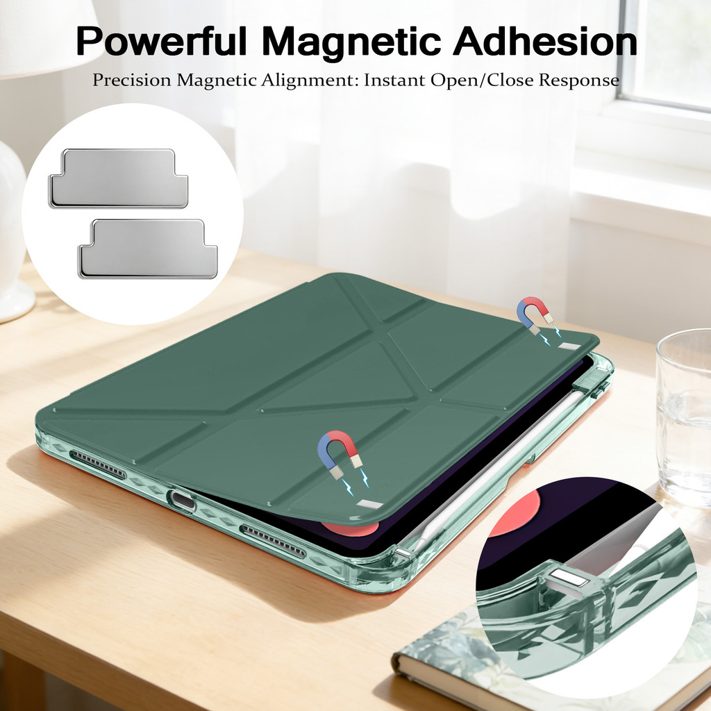 Vỏ bọc bằng da có thể tháo rời bằng Acrylic cứng gấp chữ Y cho IPad 10 11 A16 Air4 Air5 Air6 Air7 Air 11 M2 M3 2024 2025 10.9 "Pro11 2018 2020 2021 2022 Vỏ thông minh