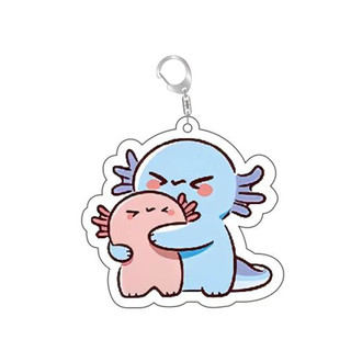 Adorable Axolotl Acrylic Keychain Kawaii Cartoon Animal Image Pendant For Bags Car Keys Decors Hanging Supplies Gifts