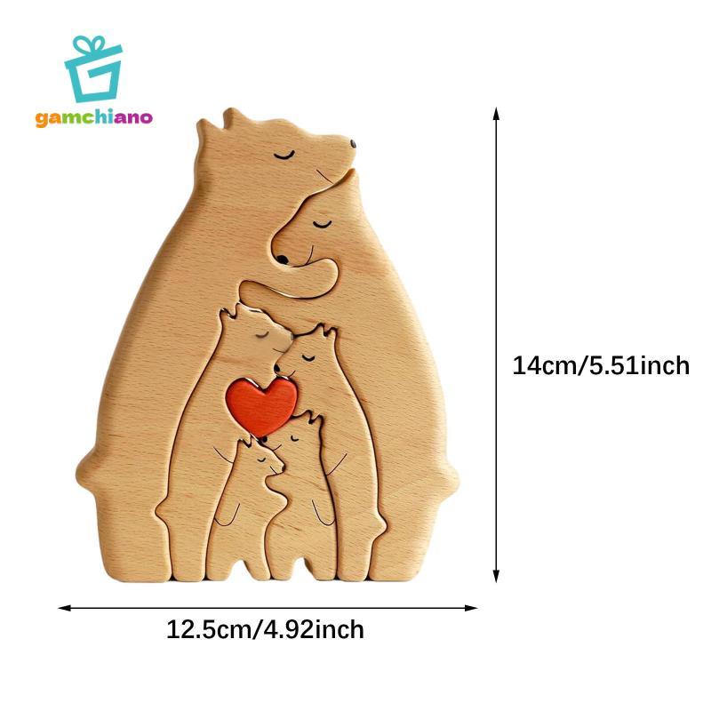 Gamchiano Gấu Gỗ Nghệ Thuật Xếp Hình, Gấu Gỗ Ghép Hình Điêu Khắc Gia Đình