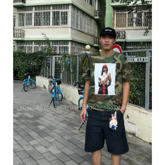 Chất Lượng Cao Phong Cách Mới Nhân Vật In Ảnh Tay Ngắn Ngụy Trang Áo Thun Tay Ngắn