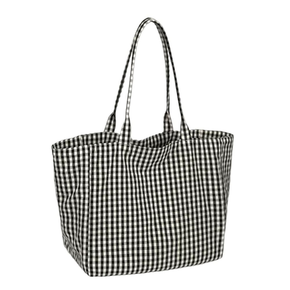 HOBBYIN Túi tote vải HOBBYIN, Chất liệu vải Túi chấm bi in chấm bi, đến kiểm tra in sọc dung tích lớn In tote dung tích lớn Sử dụng hàng ngày