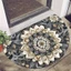 JUIC Doorway Thảm chào mừng, Thảm lót cửa chùi chân nửa tròn hoa Boho, Thảm cửa lối vào dày chống trượt có thể giặt được trong nhà