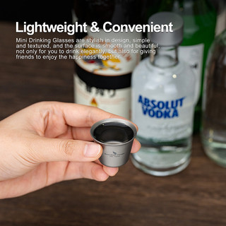 Boundless Voyage Titan Mini Wine Teacups Bộ 3 món Cốc uống nước di động Whisky Cup Cắm trại ngoài trời Drinkware Ti30309D