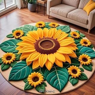 Thảm hướng dương GLKWC, Thảm hướng dương hình đặc biệt mềm mại, Chăn chống trượt di động 60x60cm cho phòng khách Bàn trà đầu giường