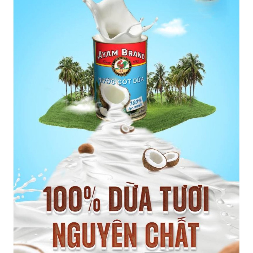 Nước Cốt Dừa Thơm Ngon Ayam Brand Coconut Milk - Hộp Thiếc 400ml Béo Ngậy Sánh Mịn
