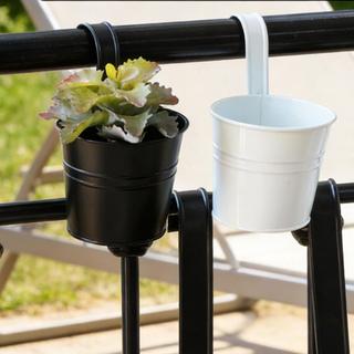 Giỏ đựng chậu trồng cây treo lan can bằng kim loại - Giá đỡ chậu hoa trên hàng rào - Trang trí ban công sân vườn ngoài trời trong nhà
