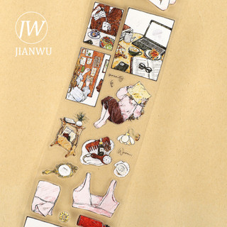 JIANWU 45mm * 6m Vintage Life Girl Nhân Vật Phong Cảnh Chất Liệu Cắt Băng Thêu Sò PET Sáng Tạo DIY Tạp Chí Văn Phòng Phẩm