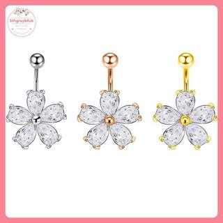 Nhẫn rốn thép không gỉ với đá zircon, thiết kế tinh tế và phong cách Gothic