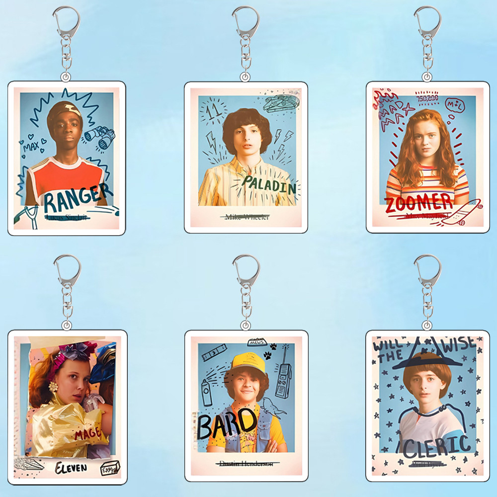 For Stranger Things Will Lucas Max Mike Dustin Nancy Acrylic Keychain Custom Cartoons Cute Backpack Accessories Festival