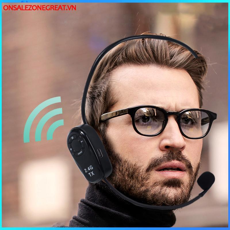 Ons Universal 2.4G Bộ phát micro không dây gắn trên đầu có đầu thu cho loa khuếch đại giọng nói Hướng dẫn du lịch tại