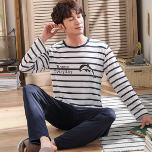 Mùa Xuân Thu Quần Dài Tay Bộ Đồ Ngủ Nam Loungewear Rời Thường Ngày Plus Kích Thước Bộ Đồ Ngủ Nam Loungewear Có Thể Mặc Bên Ngoài