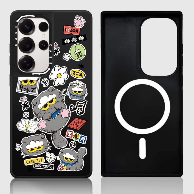 CASECASE X ZOA Sticker Case Matte Black & Sliver Mirror Vỏ hút từ tính Samsung Galaxy S26 S25 S24 S23 Ultra Plus Mặt sau cứng có hộp khắc logo